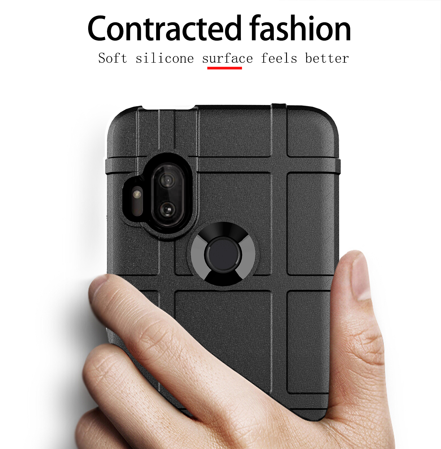 Textura De Cuadrícula Cuadrada Resistente Espesar Tpu Teléfono Celular Cubierta Para Motorola Un Hiper - Negro