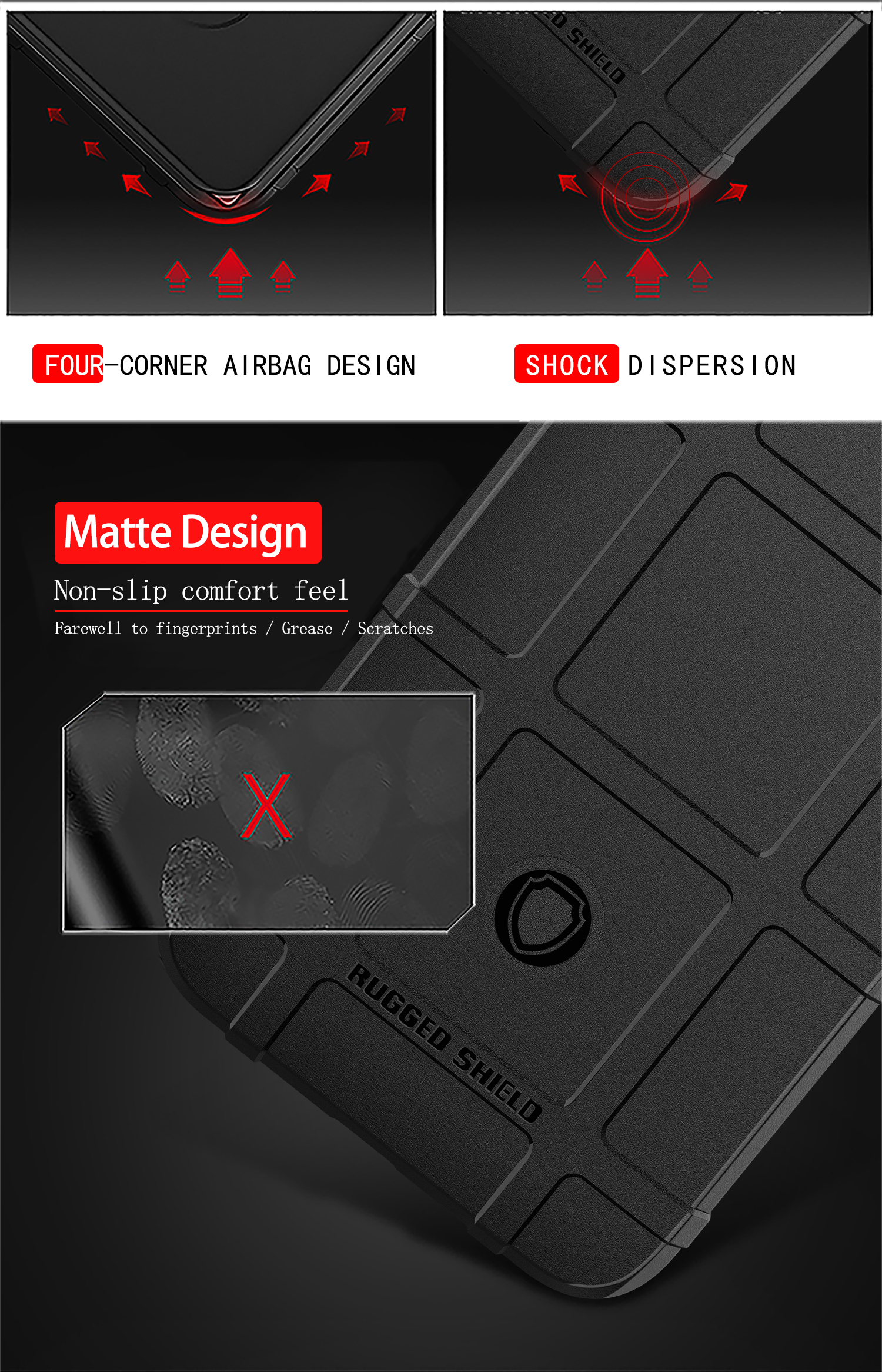 Textura De Cuadrícula Cuadrada Resistente Espesar Tpu Teléfono Celular Cubierta Para Motorola Un Hiper - Negro