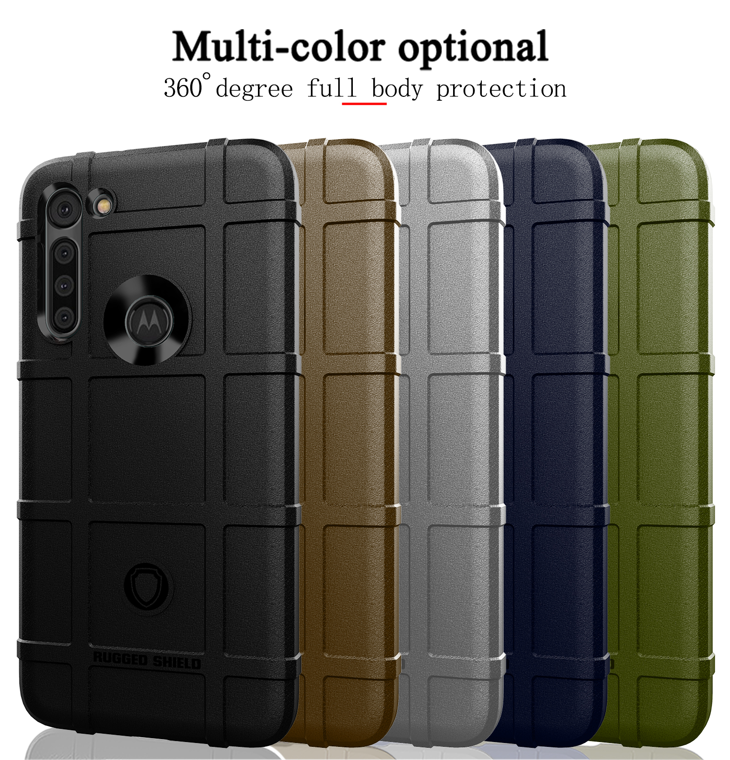 Anti-choque Quadrado Textura Textura Engrossar Case Tpu Para Motorola Moto G8 Poder - Preto