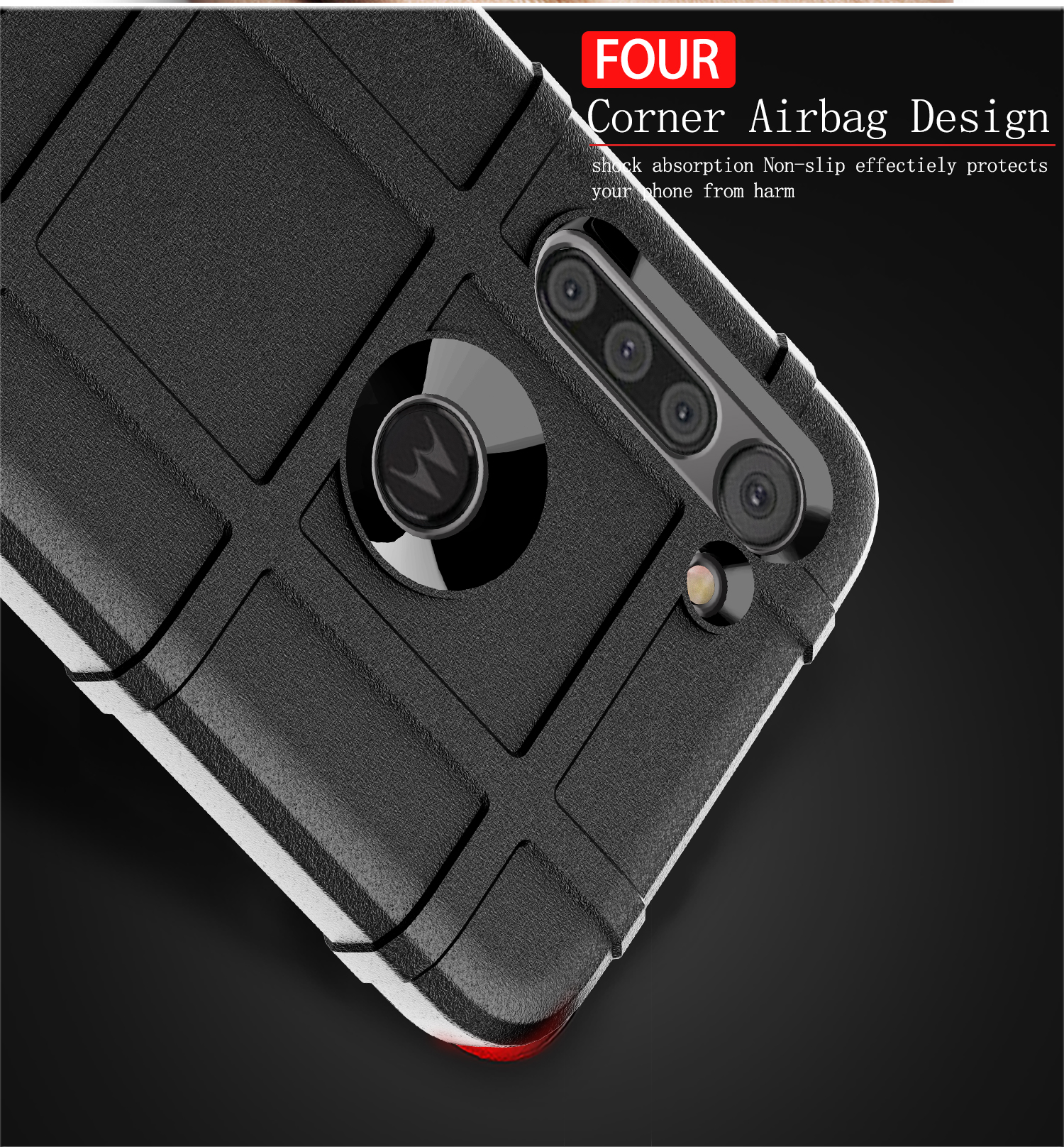 Anti-choque Quadrado Textura Textura Engrossar Case Tpu Para Motorola Moto G8 Poder - Preto