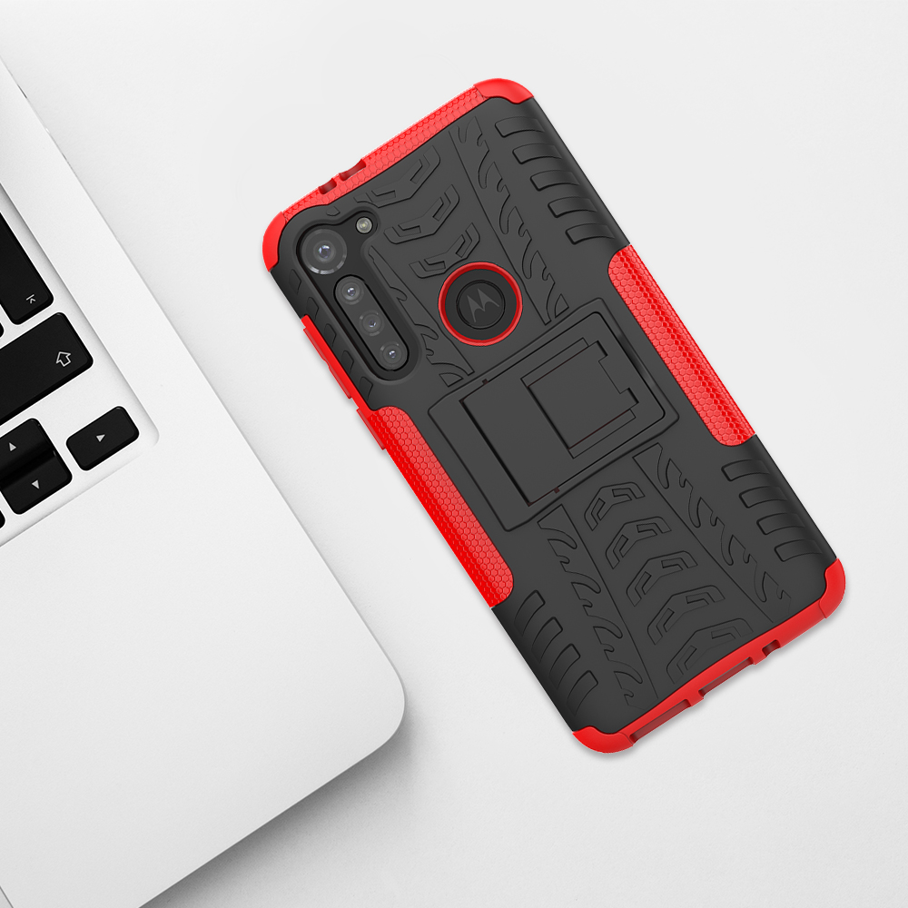 Cool Pney Pattern PC + Custodia Ibrida TPU Con Cavalletto Per Motorola Moto G8 Potenza - Nero