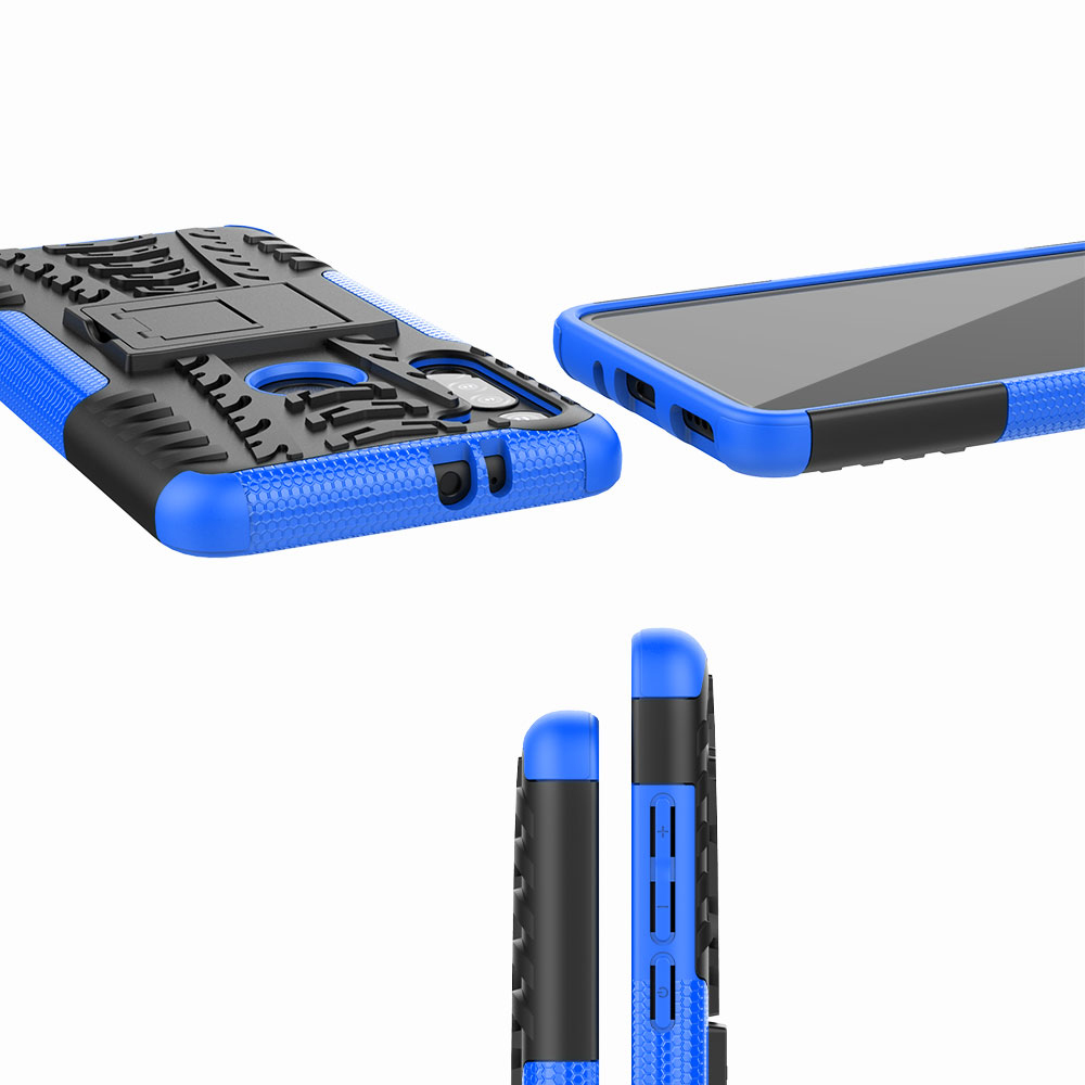 PC Anti-slip + TPU Con Caparazón Para Kickstand Para Motorola Moto G8 - Azul