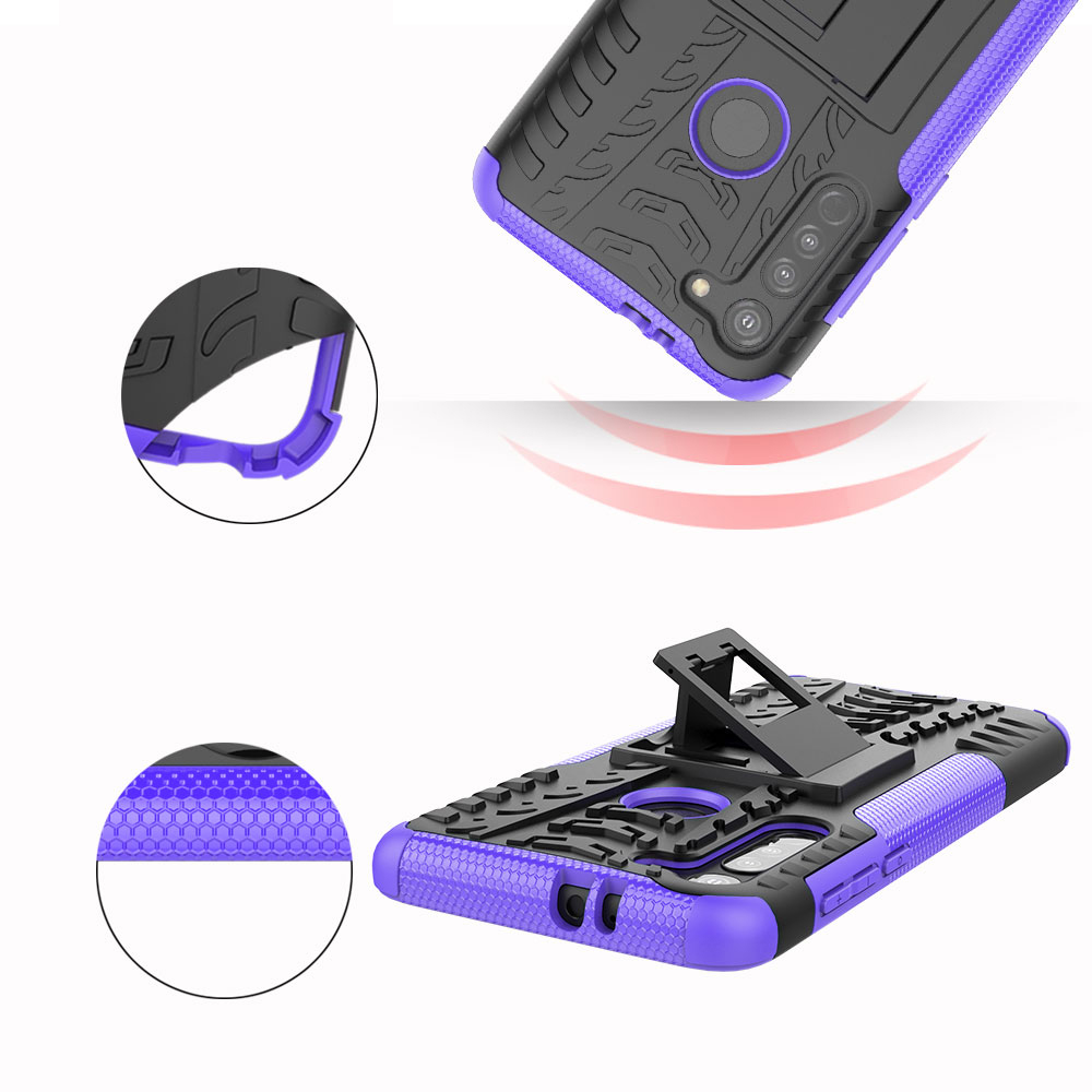 PC Anti-slip + TPU Con Caparazón Para Kickstand Para Motorola Moto G8 - Azul