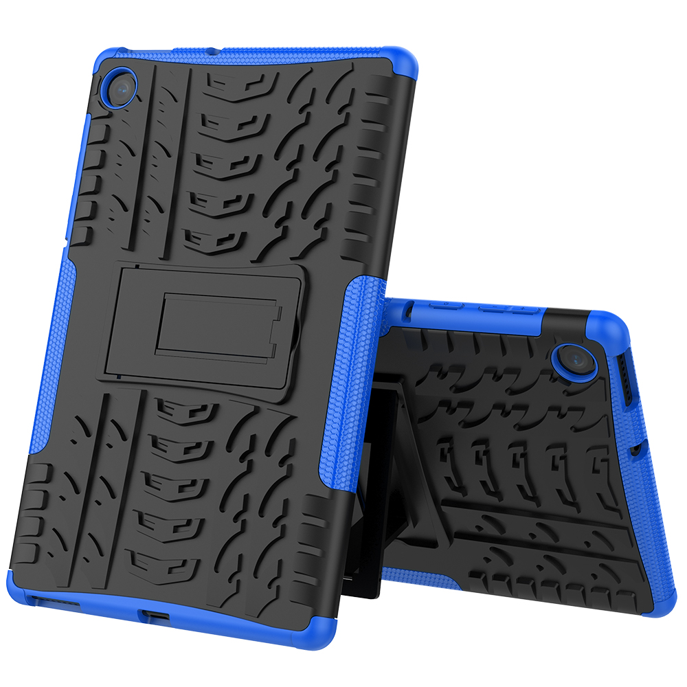 Padrão de Pneu Legal PC + TPU Tablet Back Case Com Kickstand Para Lenovo Tab M10 Plus TB-X606F - Preto