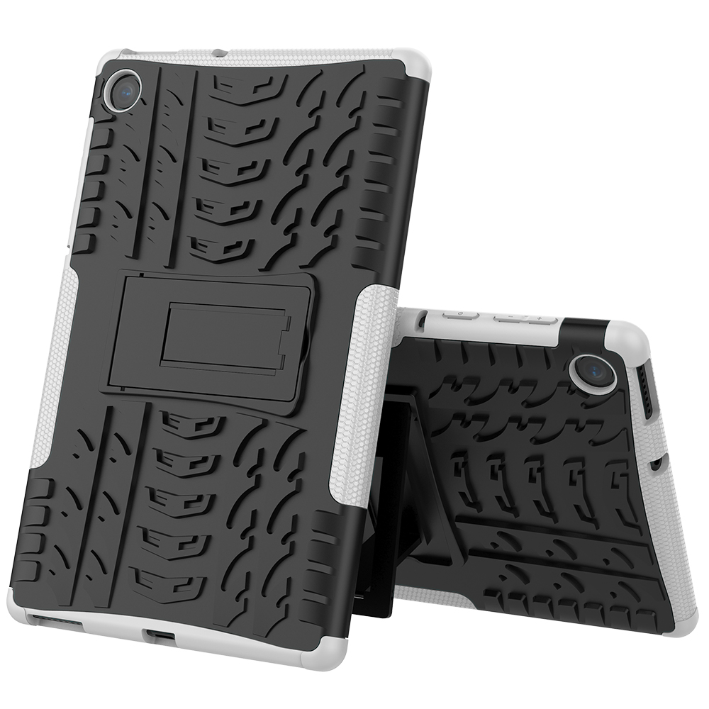 Padrão de Pneu Legal PC + TPU Tablet Back Case Com Kickstand Para Lenovo Tab M10 Plus TB-X606F - Preto