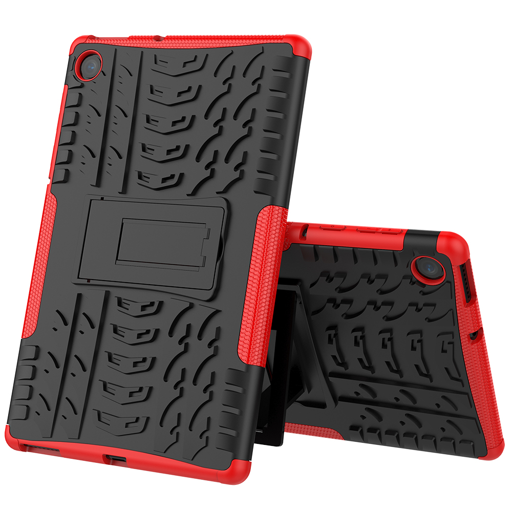 Cool Tire Muster PC + TPU Tablet Back Case Mit Kickstand Für Lenovo Tab M10 Plus TB-X606F - Schwarz