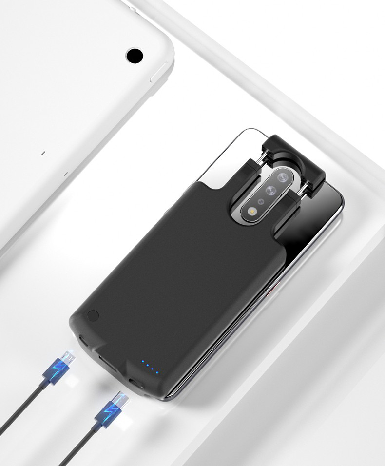 Tragbare Einziehbare 6800mAh Akku-Pack-Abdeckung Power Bank-Ladekoffer Für Huawei Samsung Xiaomi - Schwarz / Typ C