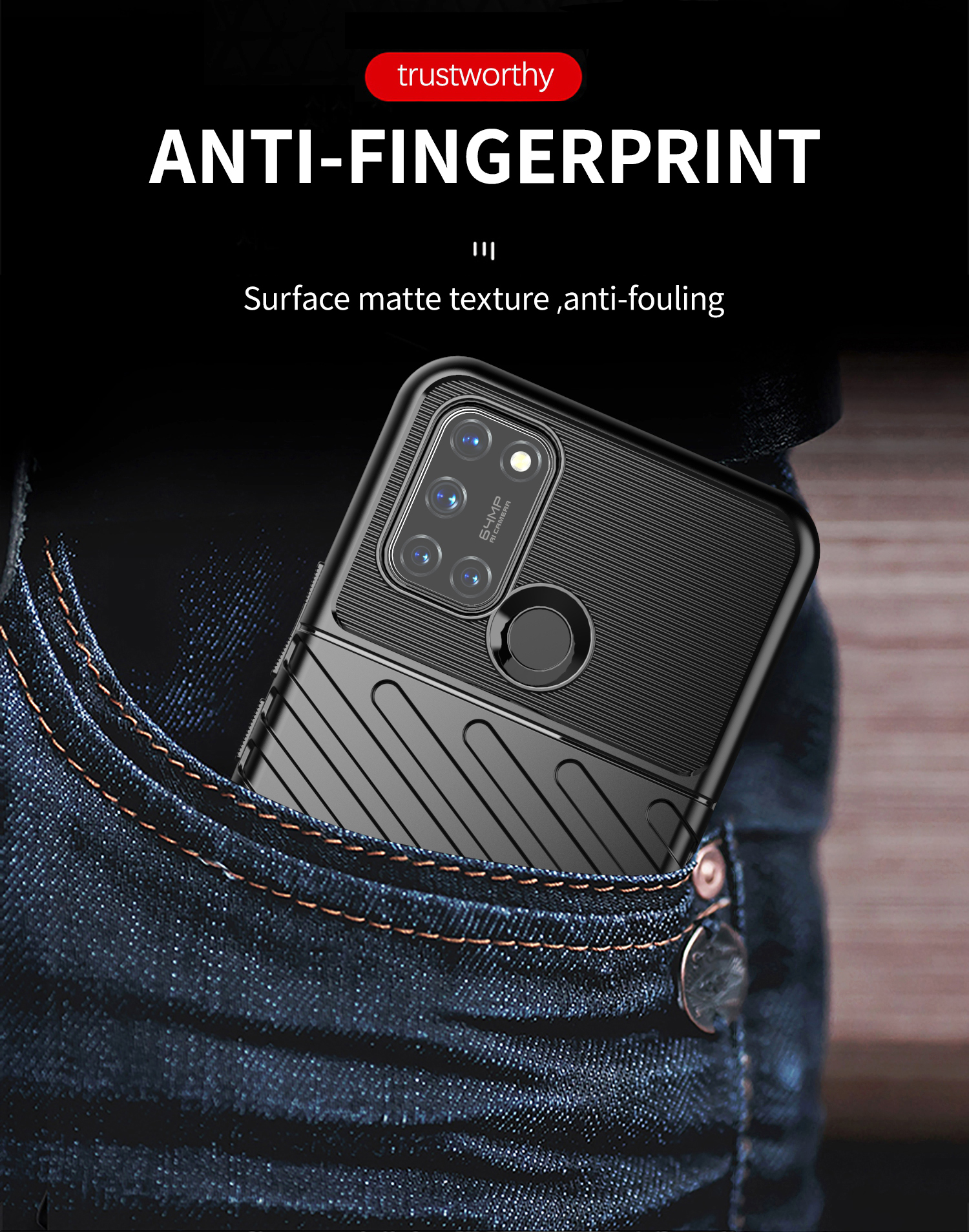 Thunder Series Twill Texture TPU Telefono Per il Realme 7i - Nero