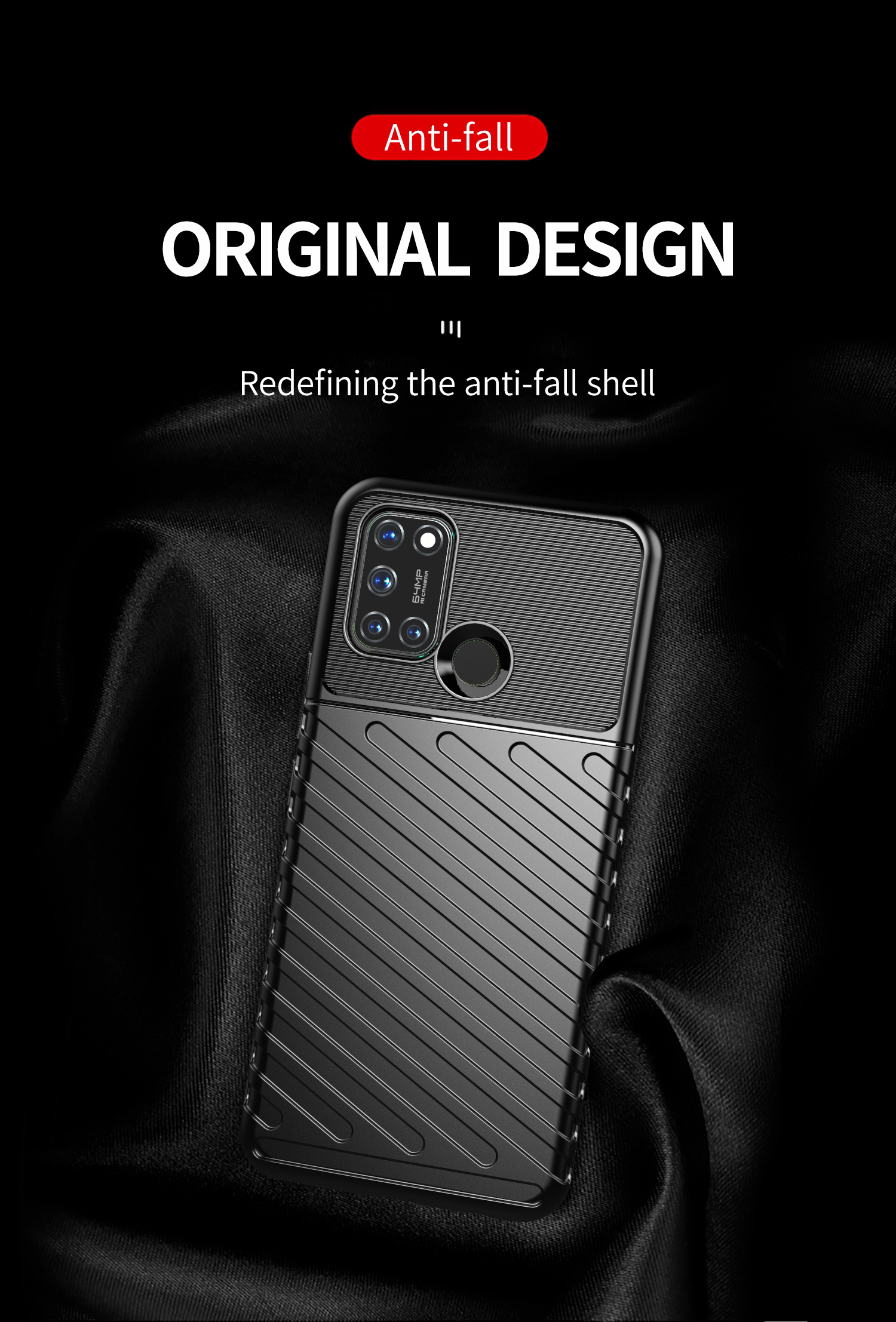 Serie Thunder Textura TPU TPU Carcasa Para Realme 7i - Negro