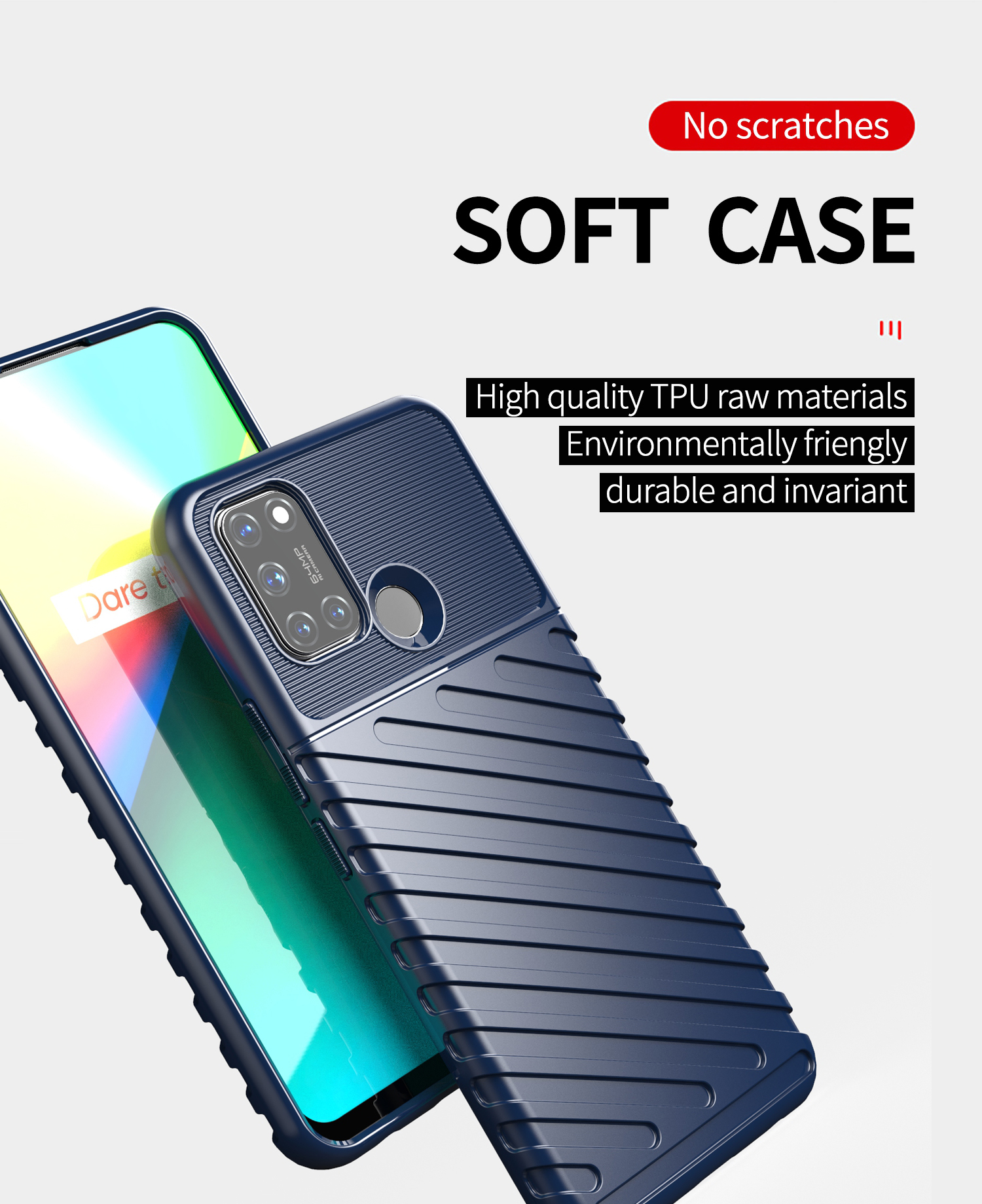 Serie Thunder Textura TPU TPU Carcasa Para Realme 7i - Negro