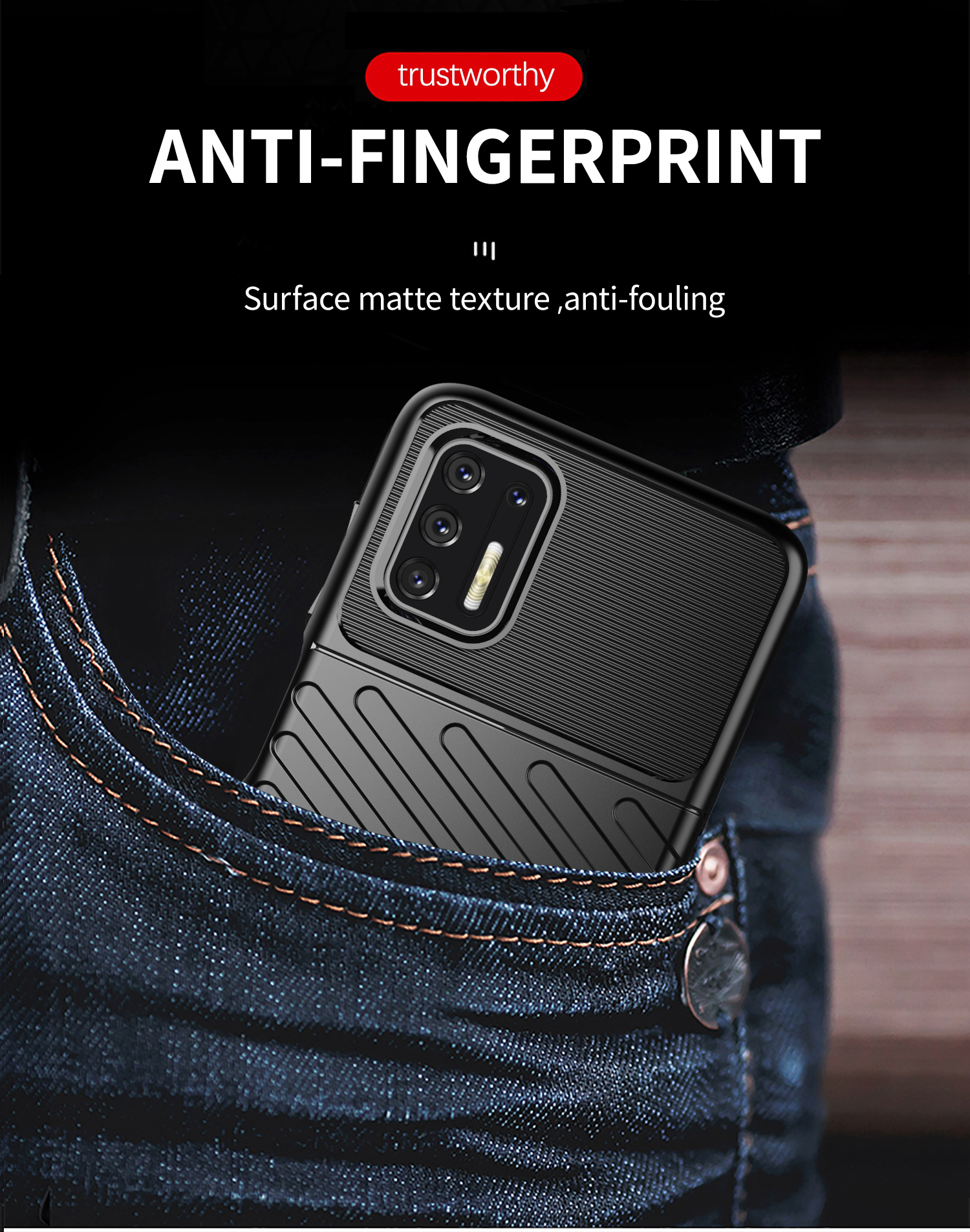 Thunder -serie Twill Textur Verdickte TPU -schutzhülle Für Motorola Moto G Stylus 4G (2021) - Schwarz