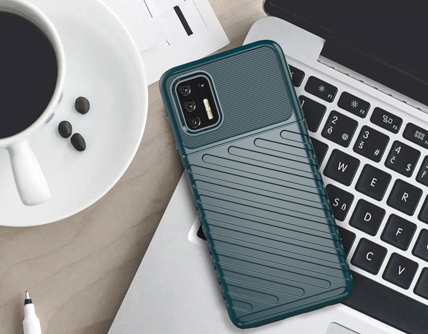 Thunder -serie Twill Textur Verdickte TPU -schutzhülle Für Motorola Moto G Stylus 4G (2021) - Schwarz