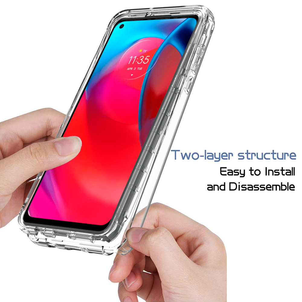 Gradient Color PC + TPU Hybrid Protective Cover Phone Case for Motorola Moto G Stylus 5G - Transparent-2