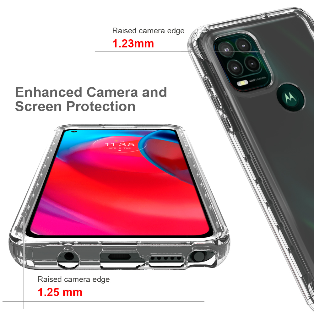 Gradient Color PC + TPU Hybrid Protective Cover Phone Case for Motorola Moto G Stylus 5G - Transparent-5