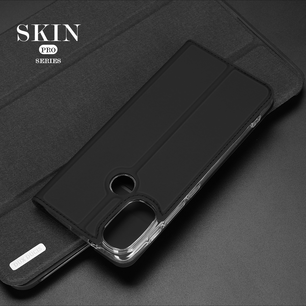 DUX DUCIS Skin Pro Series Porta Carte Di Protezione Completa PU In Pelle Stand Cover Per Motorola Moto E40/E30/E20 - Nero