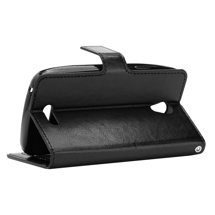 Crazy Horse Leather Wallet Cell Phone Casing with Stand for Lenovo B - Black-5