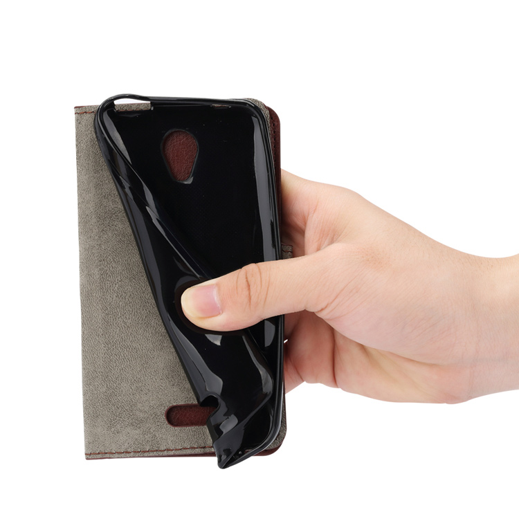 Crazy Horse Leather Wallet Cell Phone Casing with Stand for Lenovo B - Black-6
