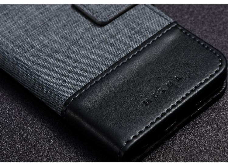 Muxma Leather Canvas Сплайсинговая Крышка Телефона Для Xiaomi Redmi Note 5a / Y1 Lite (индия) - Черный