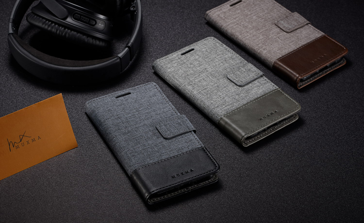 Muxma Leather Canvas Сплайсинговая Крышка Телефона Для Xiaomi Redmi Note 5a / Y1 Lite (индия) - Черный