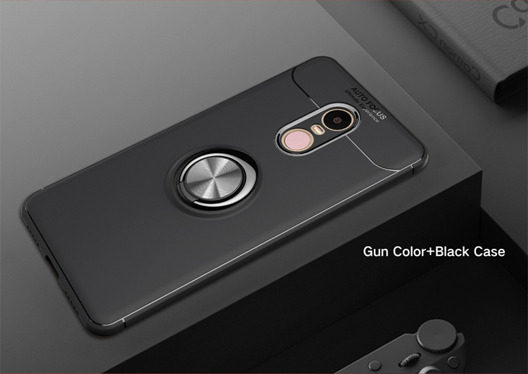 Fingerring Kickstand TPU Mobile Shell Für Xiaomi Redmi Note 4x (eingebaute Magnetmetallblech) - Schwarz / Roségold