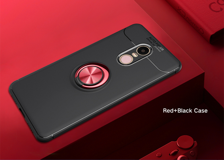 Fingerring Kickstand TPU Mobile Cover Für Xiaomi Redmi Note 4x (eingebaute Magnetmetallblech) - Schwarz / Rot