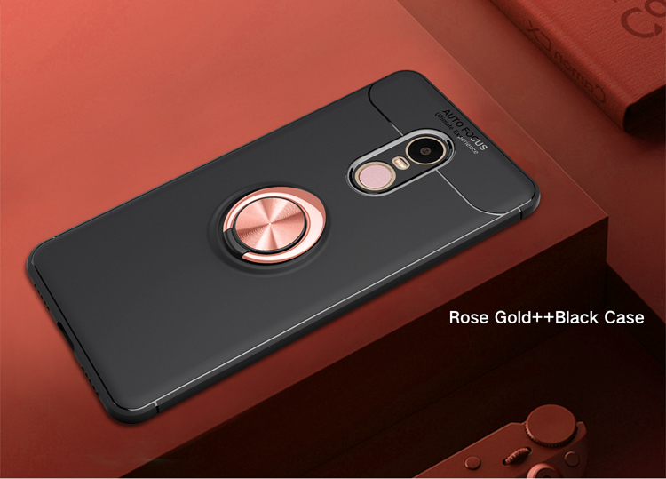 Fingerring Kickstand TPU Mobile Cover Für Xiaomi Redmi Note 4x (eingebaute Magnetmetallblech) - Schwarz / Rot