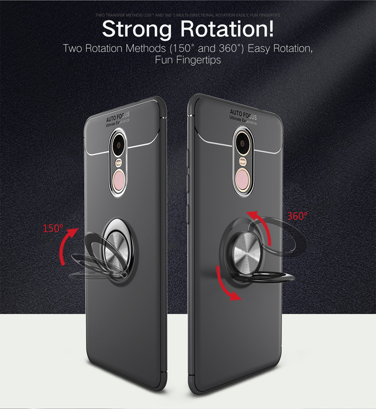 Fingerring Kickstand TPU Mobile Cover Für Xiaomi Redmi Note 4x (eingebaute Magnetmetallblech) - Schwarz / Rot