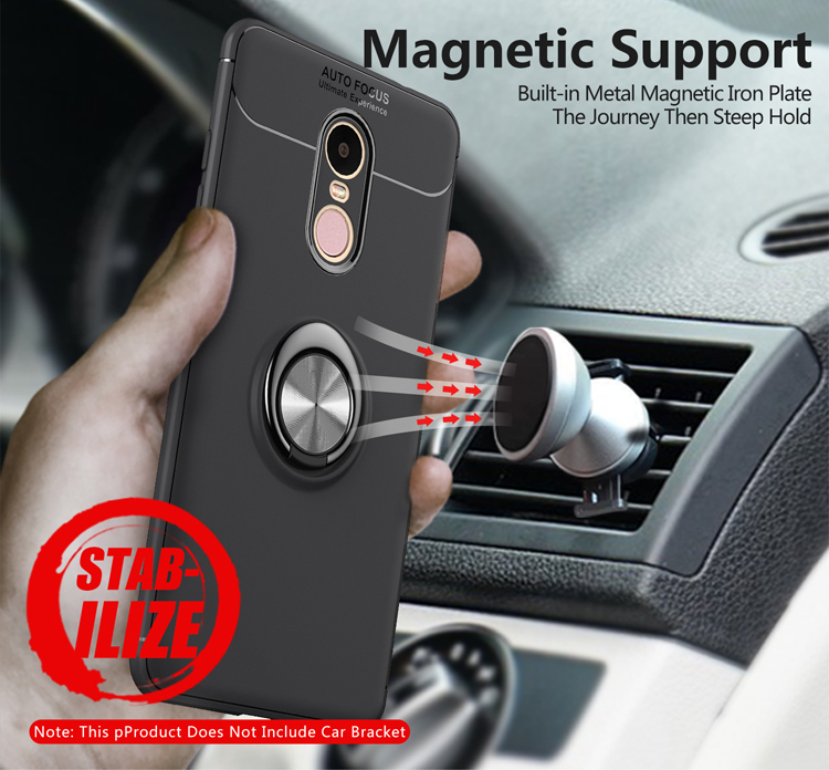 Fingerring Kickstand TPU Mobile Cover Für Xiaomi Redmi Note 4x (eingebaute Magnetmetallblech) - Schwarz / Rot