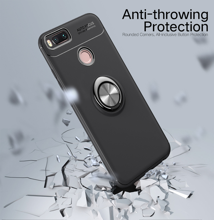 Fingerring Kickstand TPU Mobile Cover Für Xiaomi Mi A1 / mi 5X (eingebauter Magnetmetallblech) - Schwarz / Rot