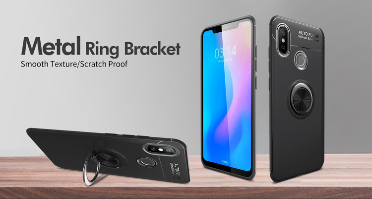 Case Móvil TPU de Kickstand TPU Para Xiaomi Mi 8 (lámina de Metal Magnético Incorporado) - Negro