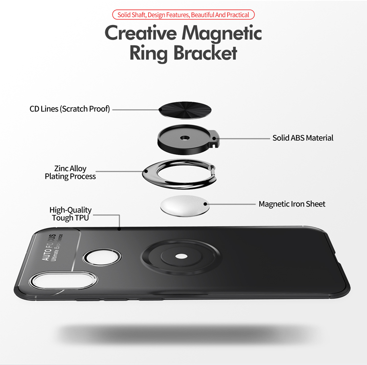 Custodia Per Mobile TPU Dell'anello di Dito Per Xiaomi Mi 8 (tela in Metallo Magnetico Incorporato) - Nero