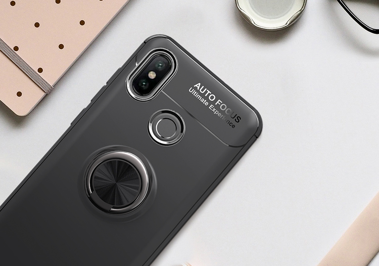 Fingerring Kickstand TPU Mobile Hülle Für Xiaomi Mi 8 (eingebaute Magnetmetallblech) - Schwarz