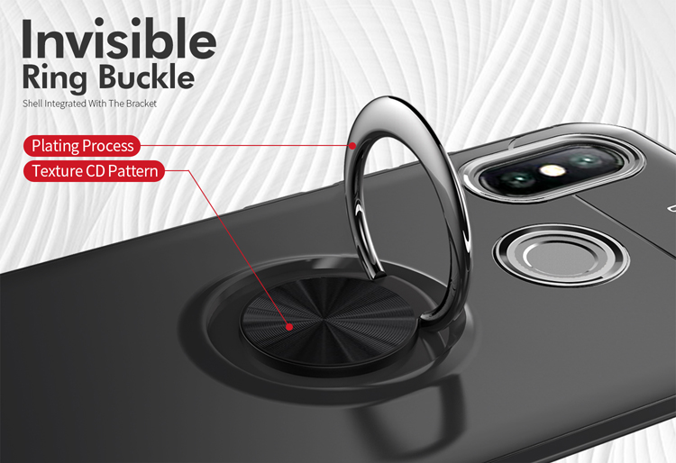 Fingerring Kickstand TPU Mobile Hülle Für Xiaomi Mi 8 (eingebaute Magnetmetallblech) - Schwarz