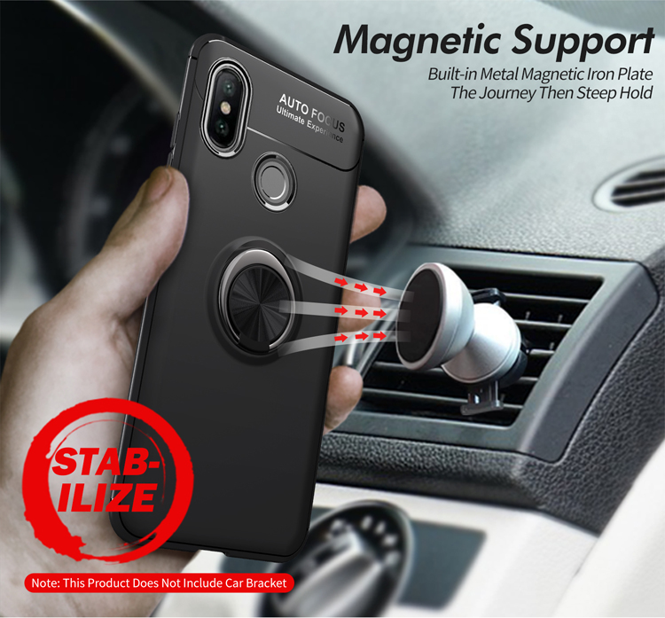 Rogue de Doigt Kickstand TPU Protector Cover Cover Pour Xiaomi Mi A2 / mi 6X (feuille de Métaux Magnétiques Intégrée) - Rouge