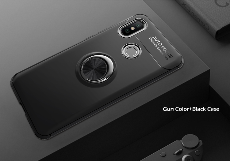 Rogue de Doigt Kickstand TPU Protector Cover Cover Pour Xiaomi Mi A2 / mi 6X (feuille de Métaux Magnétiques Intégrée) - Rouge