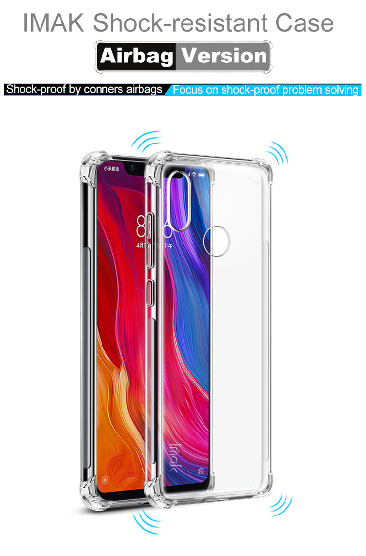 Imak Skin Feel Airbag Schockdes TPU Mobiltelefon Shell Case + Explosionsfestes Screenfilm Für Xiaomi Mi 8 (6,21 Zoll) - Transparent