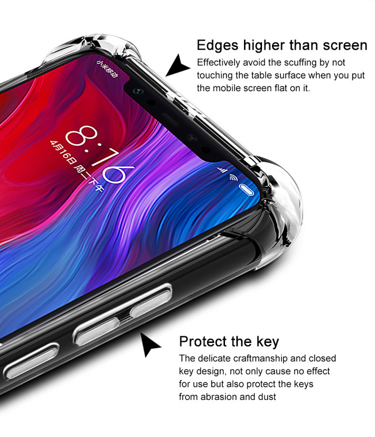 Imak Skin Feel Airbag Schockdes TPU Mobiltelefon Shell Case + Explosionsfestes Screenfilm Für Xiaomi Mi 8 (6,21 Zoll) - Transparent