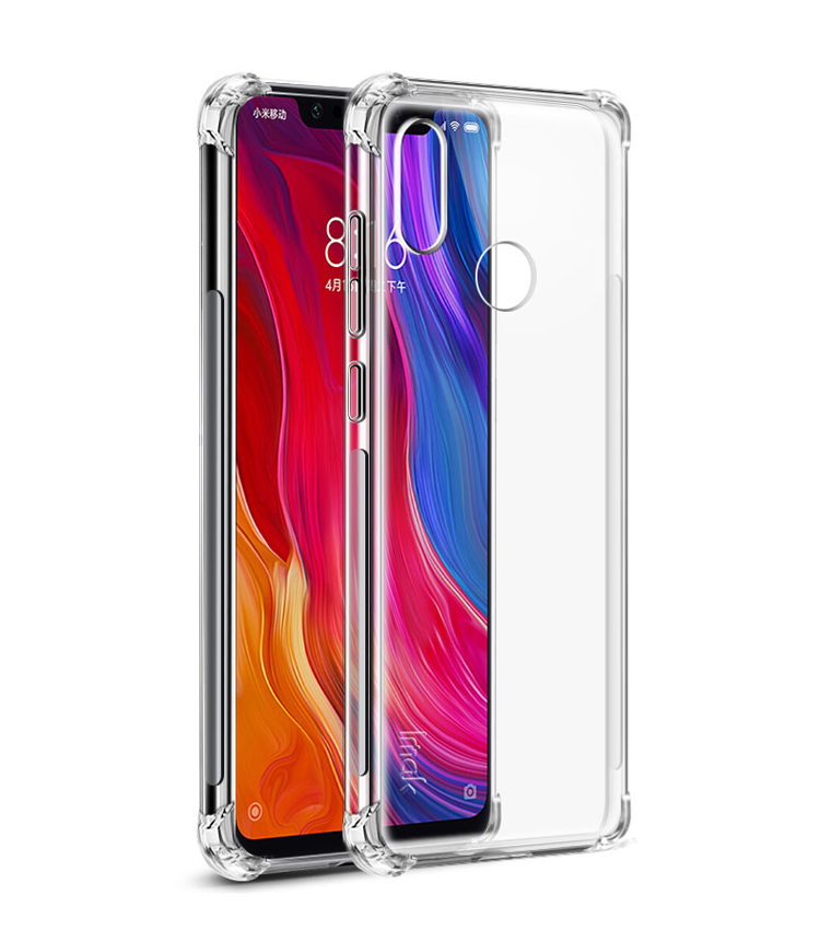 Imak Skin Feel Airbag à Prova de Choque TPU Celular Capa + Filme de Tela à Prova de Explosão Para Xiaomi Mi 8 (6,21 Polegadas) - Transparente