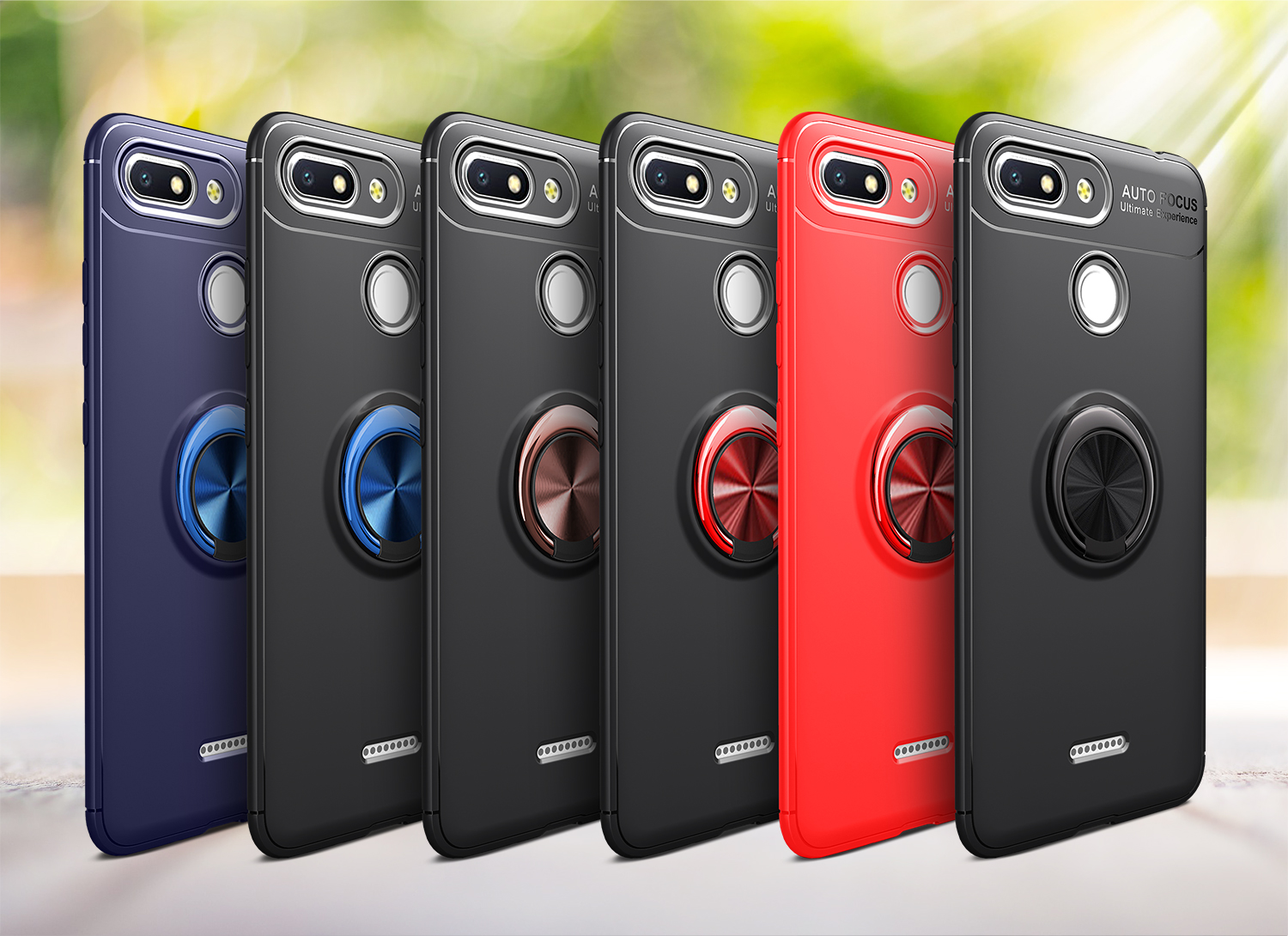 Couvercle TPU de L'anneau Doigt Pour Xiaomi Redmi 6 (double Caméra: 12mp + 5mp) (feuille de Métal Intégrée) - le Noir / Rouge