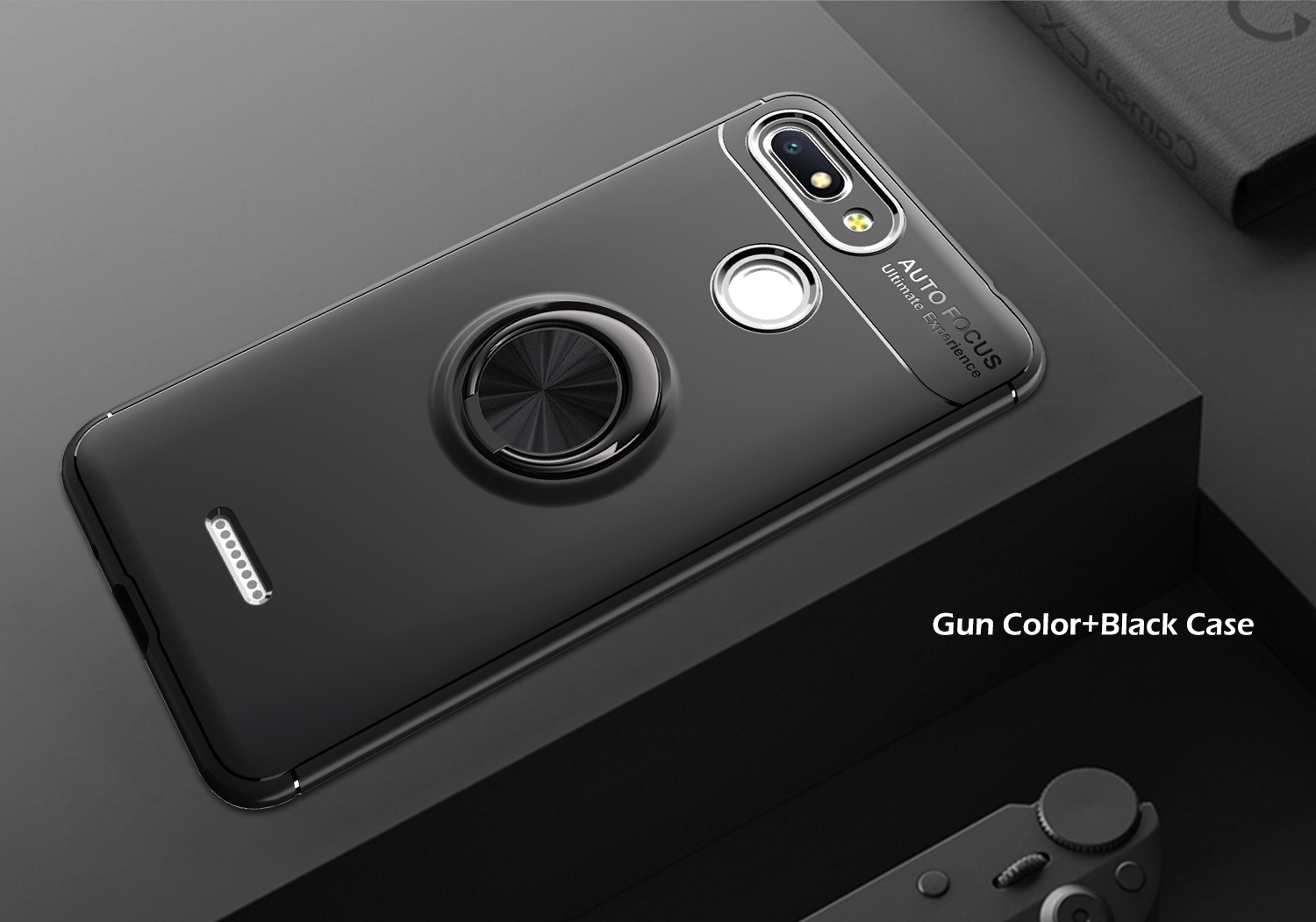 Couvercle TPU de L'anneau Doigt Pour Xiaomi Redmi 6 (double Caméra: 12mp + 5mp) (feuille de Métal Intégrée) - le Noir / Rouge