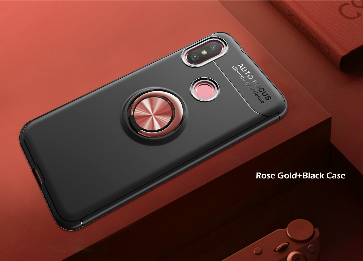 Bernge de Doigt TPU TPU Mobile Phonee Case (feuille de Métaux Magnétique Intégrée) Pour Xiaomi Mi A2 Lite / Redmi 6 Pro - Rouge