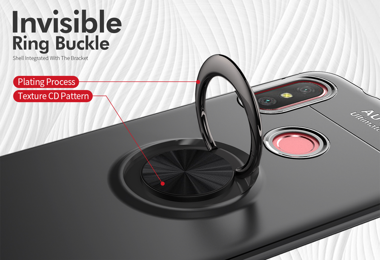 Fingerring Kickstand TPU Mobile Handy (eingebaute Magnetmetallblech) Für Xiaomi Mi A2 Lite / Redmi 6 Pro - Rot