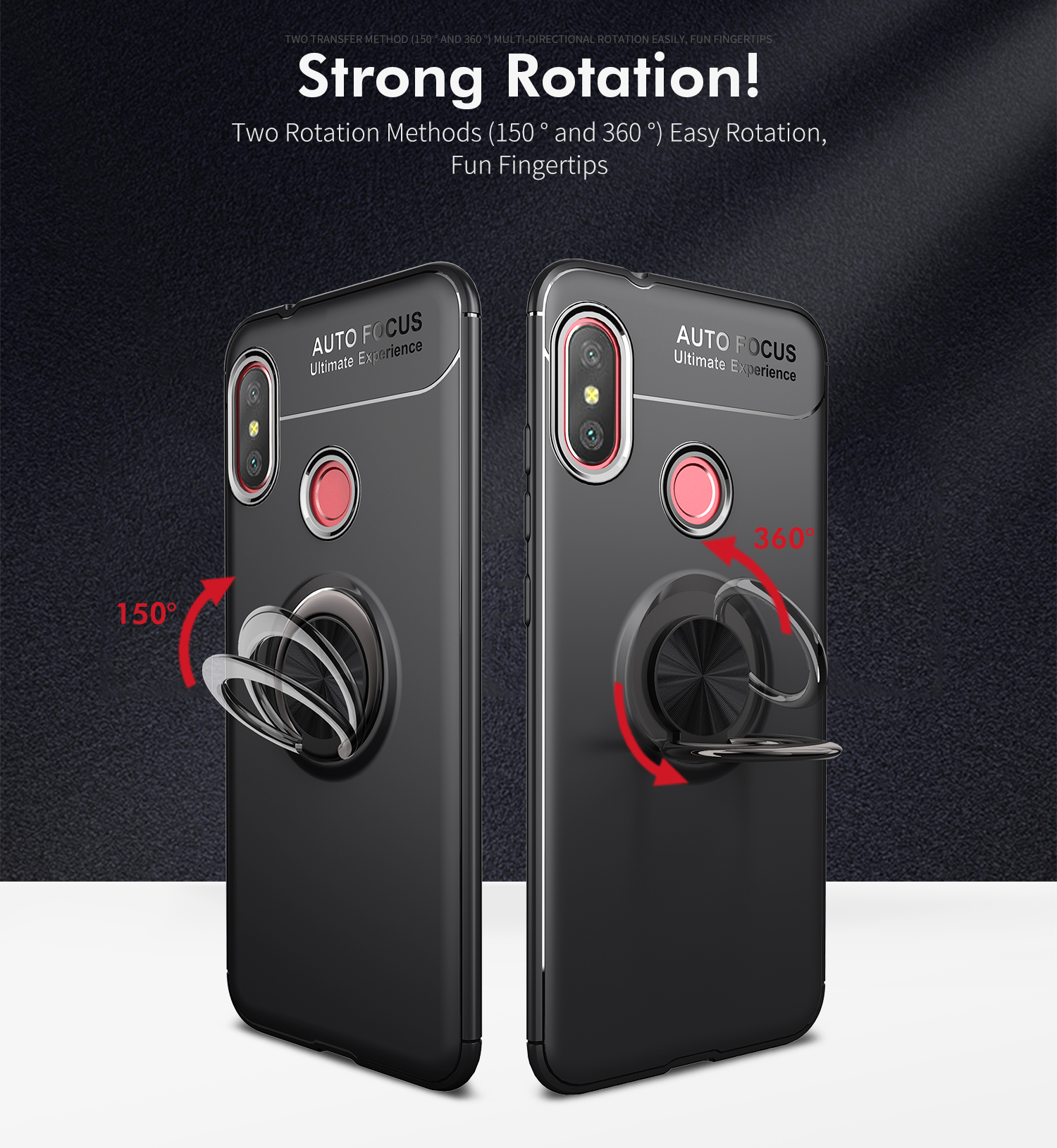 Fingerring Kickstand TPU Mobile Handy (eingebaute Magnetmetallblech) Für Xiaomi Mi A2 Lite / Redmi 6 Pro - Rot