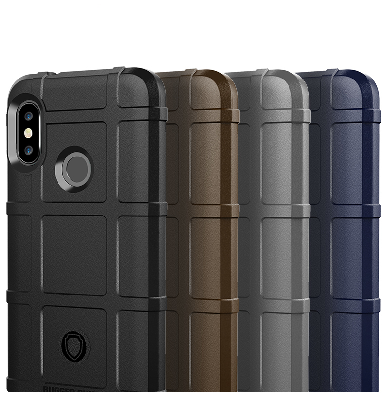 Rugger Shield Anti-schock Square Grid Textur Weiche Tpu-telefonhülle Für Xiaomi Mi A2 Lite / Redmi 6 Pro - Schwarz