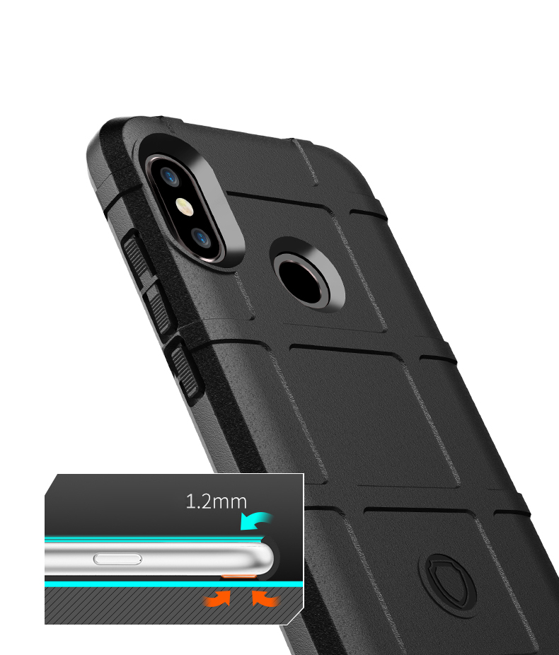 Rugger Shield Anti-schock Square Grid Textur Weiche Tpu-telefonhülle Für Xiaomi Mi A2 Lite / Redmi 6 Pro - Schwarz