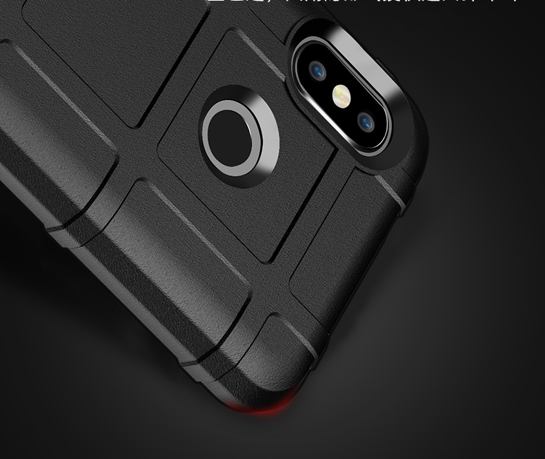 Rugger Shield Anti-schock Square Grid Textur Weiche Tpu-telefonhülle Für Xiaomi Mi A2 Lite / Redmi 6 Pro - Schwarz