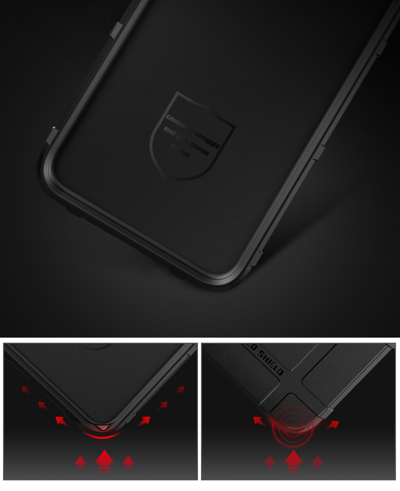 Rugger Shield Anti-shock Square Grid Texture Soft TPU Téléphone Tphel Pour Xiaomi Mi A2 Lite / Redmi 6 Pro - le Noir