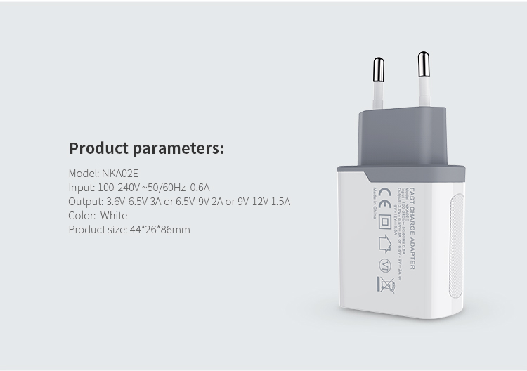 NILLKIN 12V 1.5A/2A/3A Quick Charge 3.0 Travel Adapter (CE/FCC/RoHS/DOE/ERP) - EU Plug-2