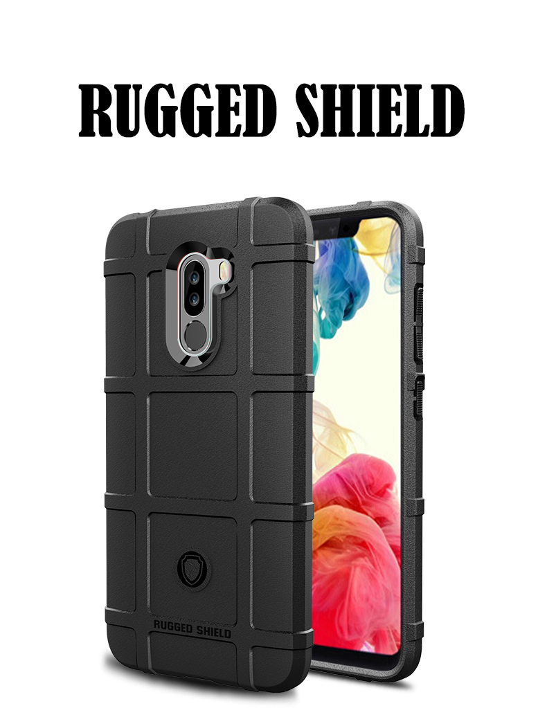 Estuche De Tela De Grilla Cuadrada Anti-shock Funda De Teléfono Celular TPU Suave Para Xiaomi PocoFone F1 / Poco F1 En La India - Negro