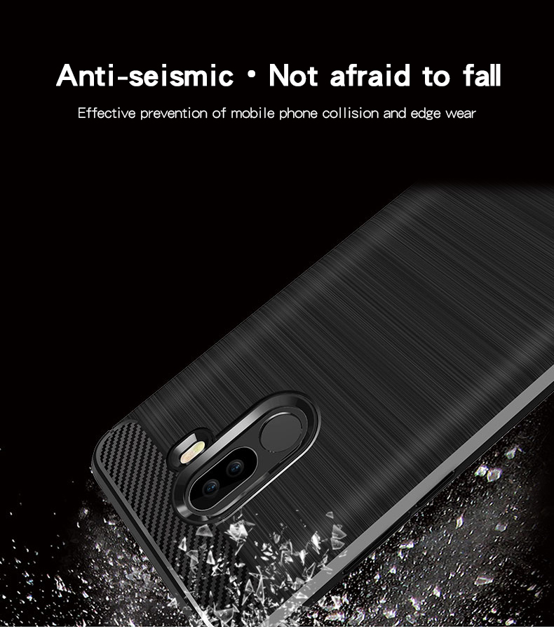 MOFI Carbonfaser Textur Gebürstete TPU -schutzfall Für Xiaomi Pocophon F1 / Poco F1 (indien) - Schwarz